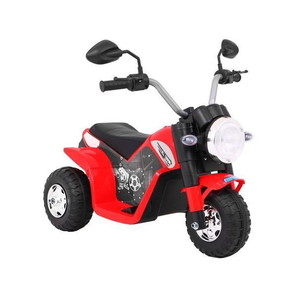 Дитячий мотоцикл MiniBike на акумуляторі, червоний + звуки + LED підсвічування + екошкіра Червоний PA.JC916.CR фото