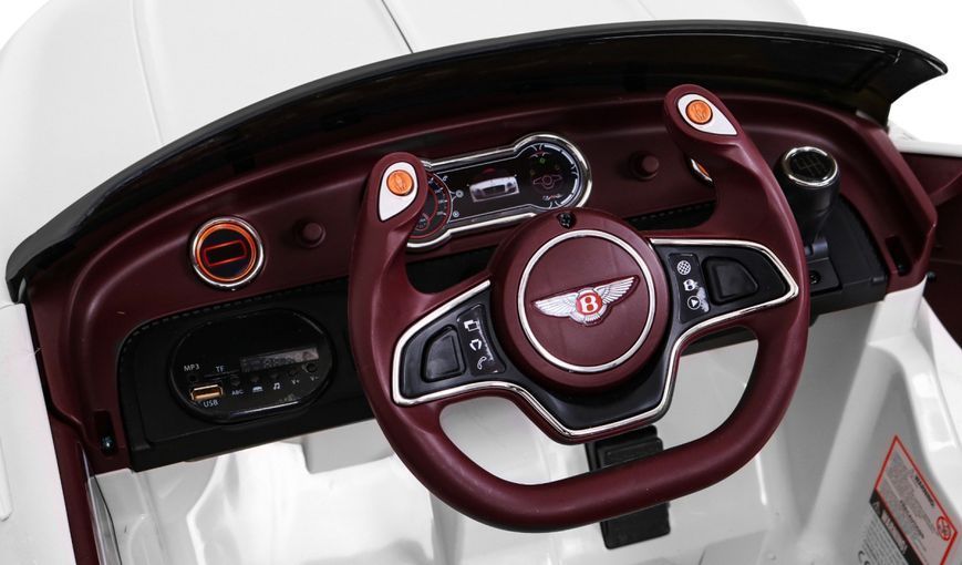 Детский электромобиль Bentley для детей на аккумуляторе Белого цвета 131341 фото