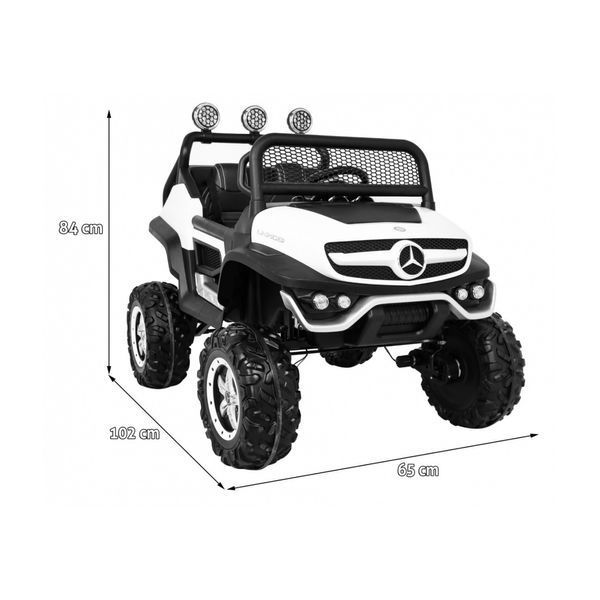 Mercedes Benz Unimog для детей Белый + 4x4 Drive + Пульт дистанционного управления + Багажник + Free Start + MP3 LED Белый PA.JL199.BIA фото