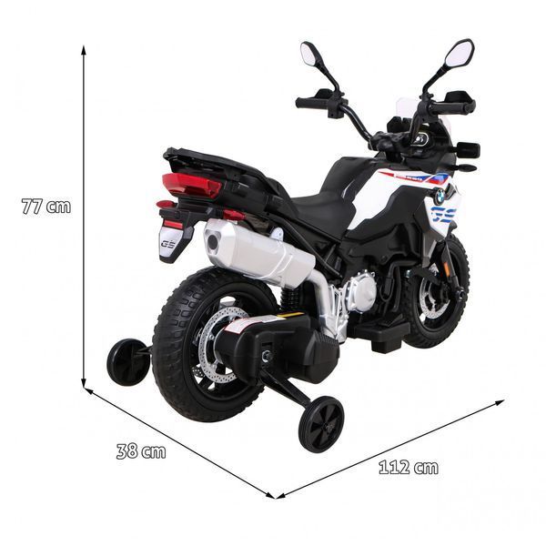 Детский мотоцикл на аккумуляторе BMW F850 GS Белый + Опорные колеса + Аудиосветодиод + Свободный старт + EVA Белый PA.JT5002A.BIA фото