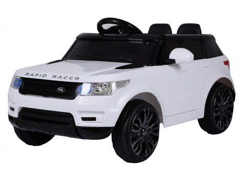Дитячий електромобіль Land Rover білий для дітей від 1 року відкривається капот на радіокеруванні 1024 фото