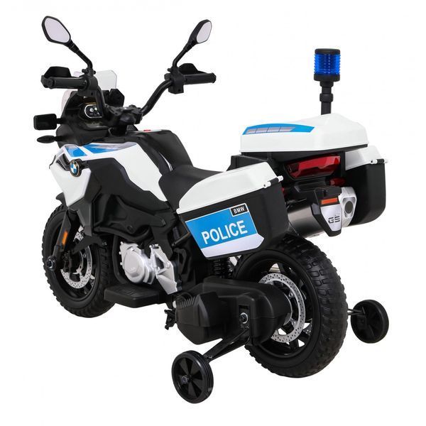 Дитячий поліцейський мотоцикл BMW F850 GS на акумуляторі + опорні колеса + сирена + фари + 2 кейси + безкоштовний старт Білий PA.JT5002B.POL фото
