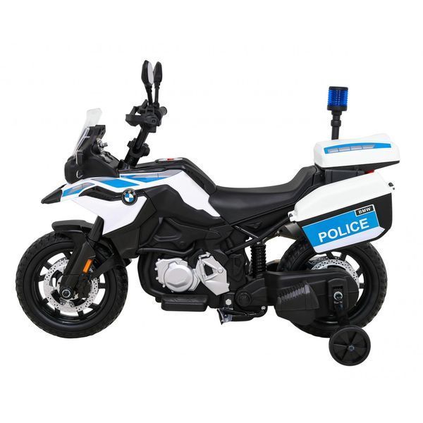 Дитячий поліцейський мотоцикл BMW F850 GS на акумуляторі + опорні колеса + сирена + фари + 2 кейси + безкоштовний старт Білий PA.JT5002B.POL фото